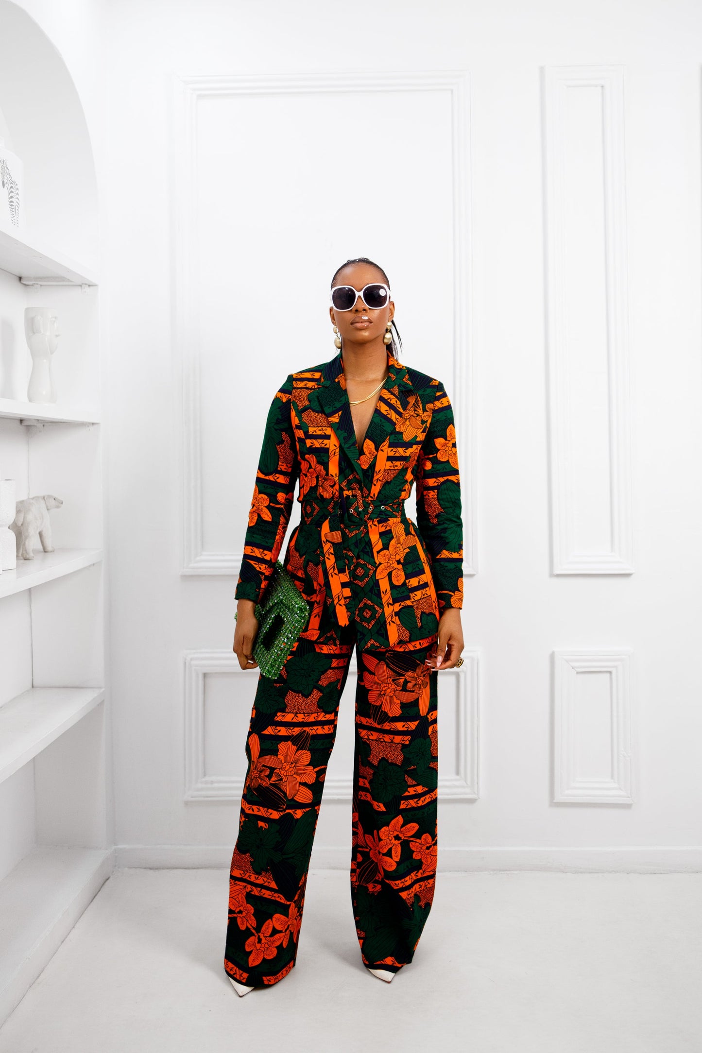 ZYLA AFRICAN PRINT SUIT SET [ORANGE]