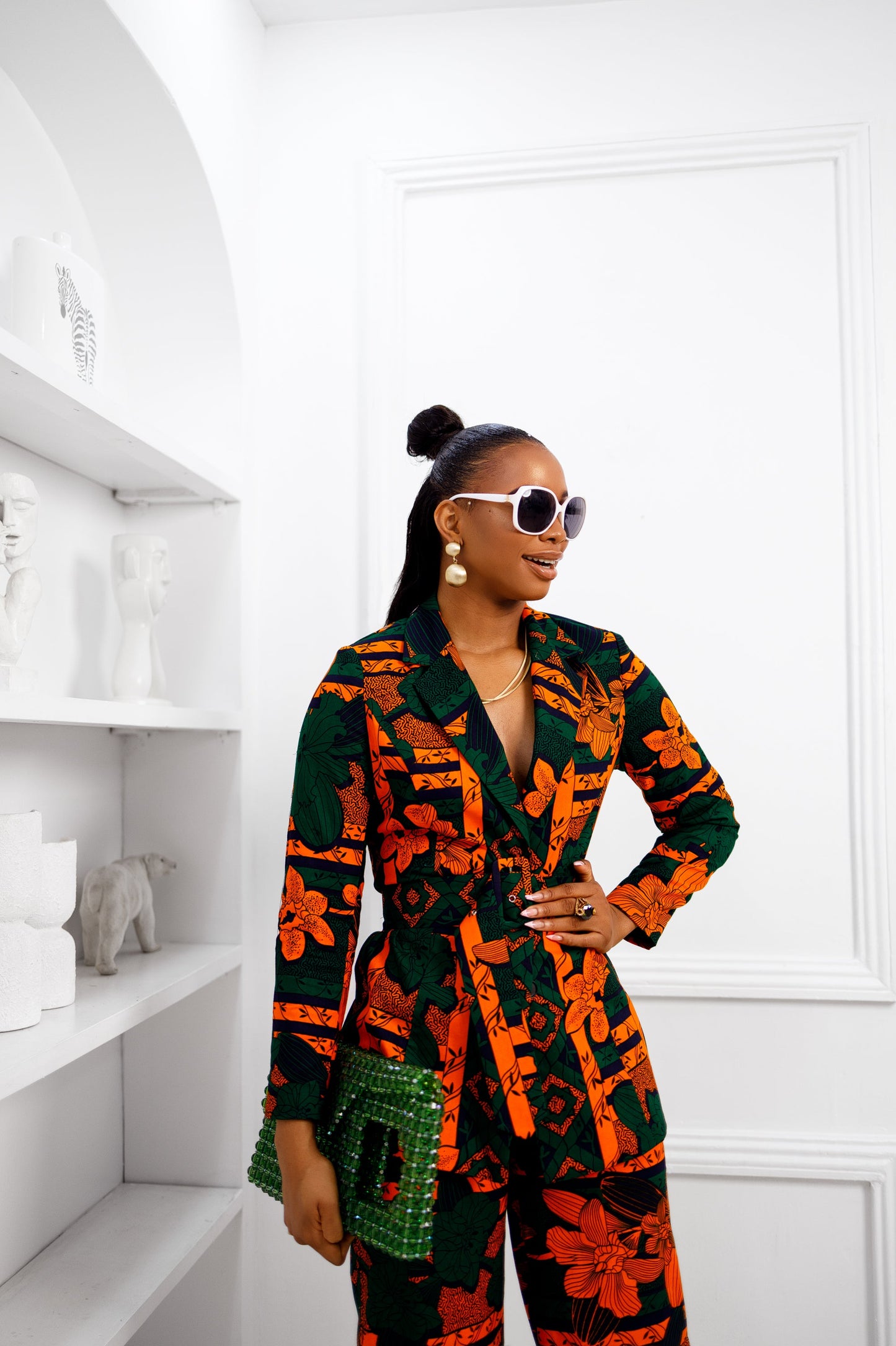 ZYLA AFRICAN PRINT SUIT SET [ORANGE]