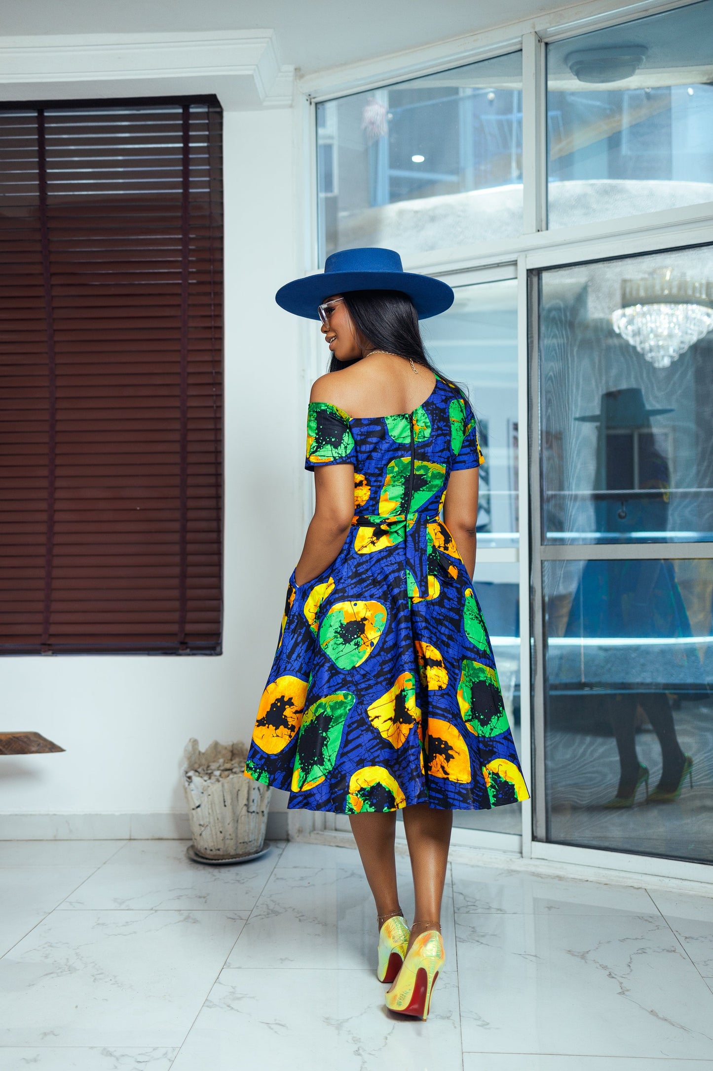 IMANI AFRICAN PRINT OFF SHOULDER DRESS