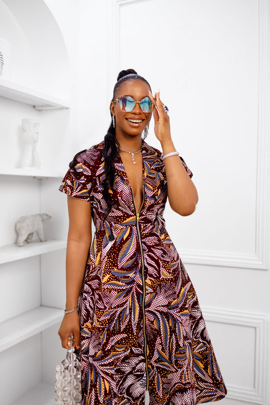 JULIET AFRICAN PRINT MIDI DRESS