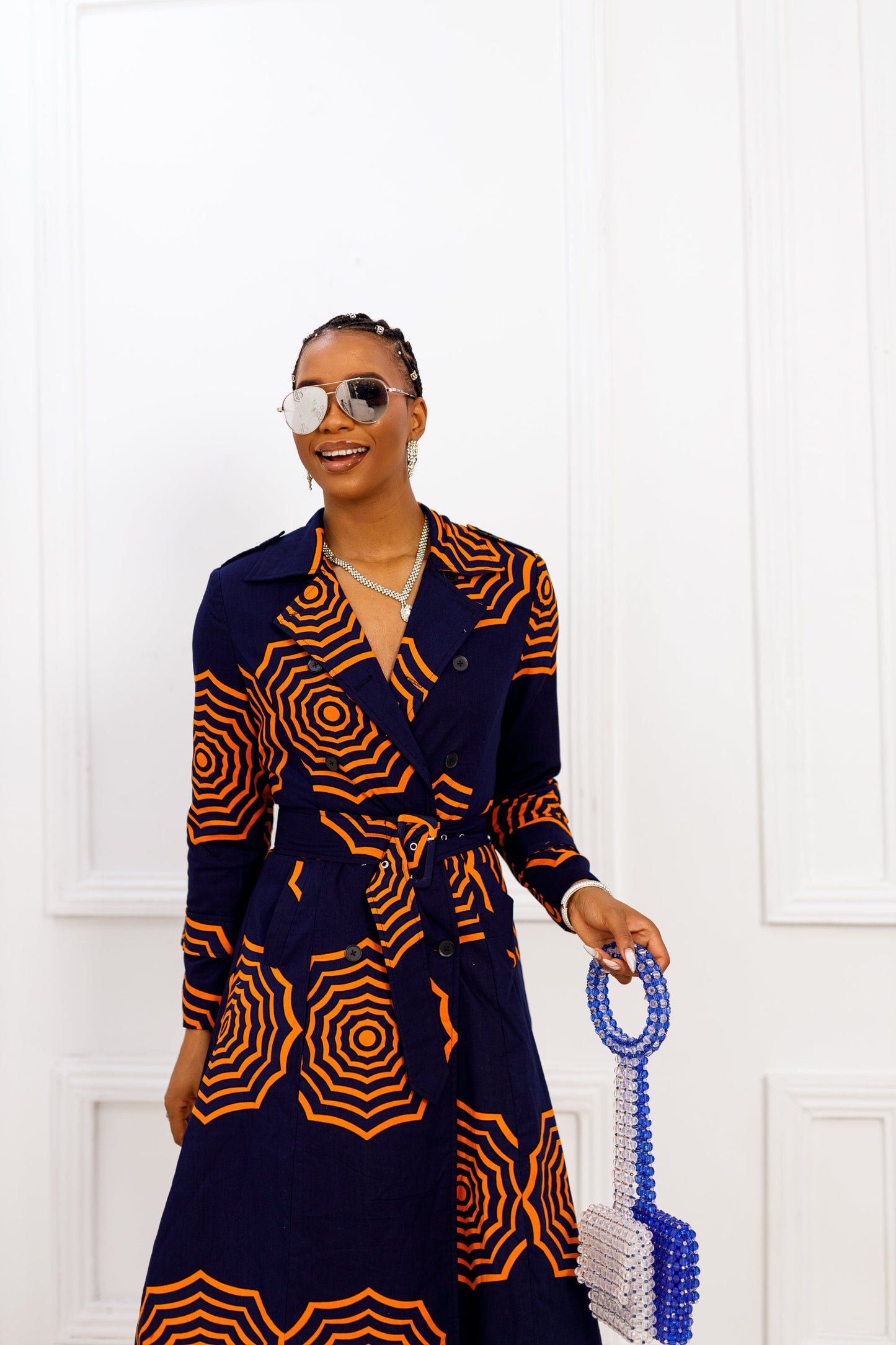 REGINA AFRICAN PRINT TRENCH JACKET