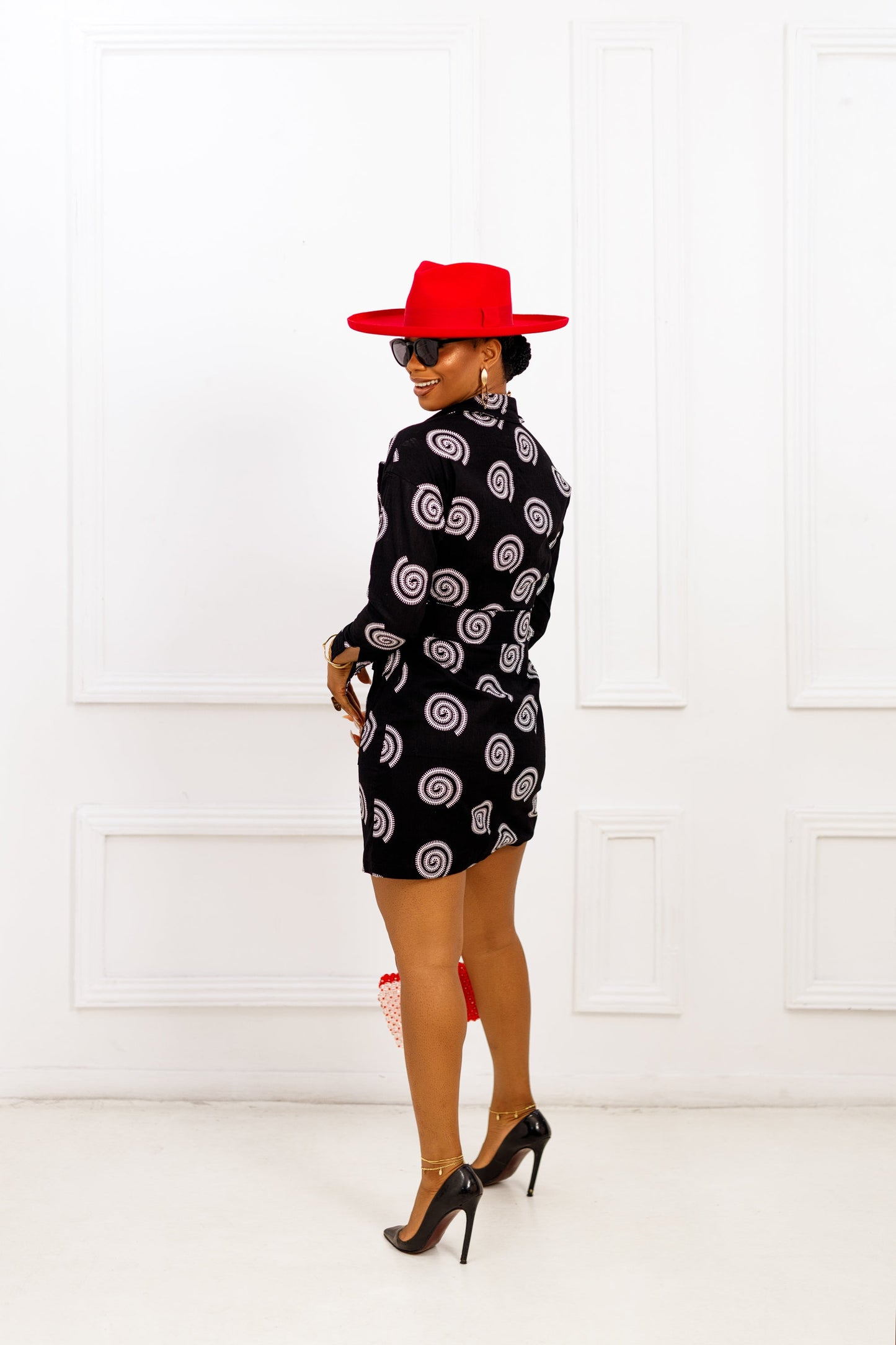 ALEXA AFRICAN PRINT JACKET DRESS [BLACK]