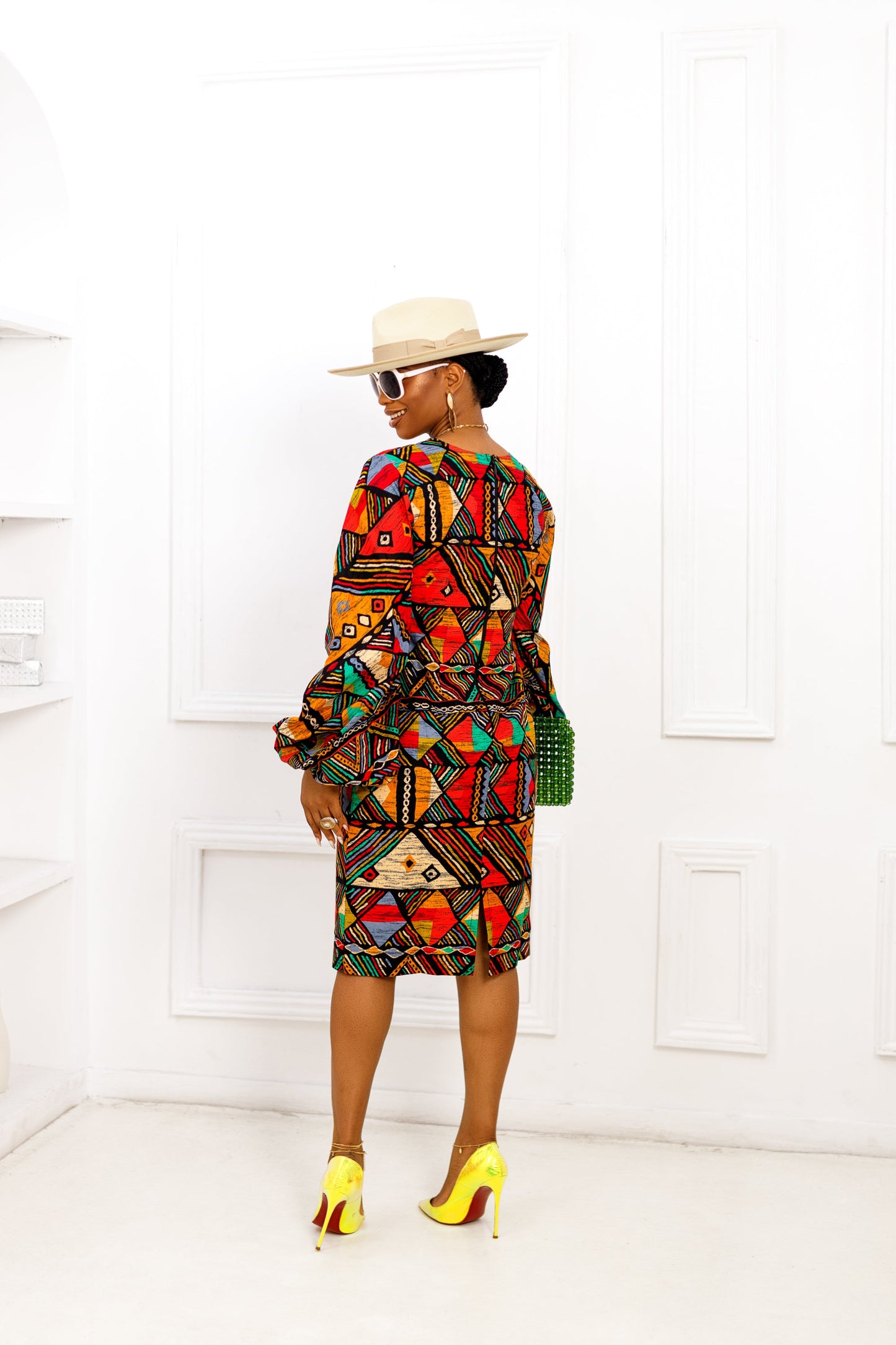 ZORA AFRICAN PRINT BALLOON SLEEVE DRESS [TRIBAL]