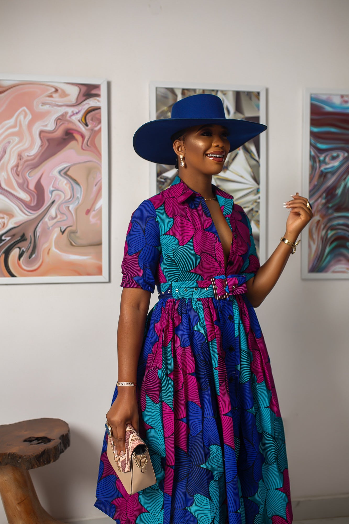 MOREMI AFRICAN PRINT BUTTON DOWN DRESS [MULTICOLOR]