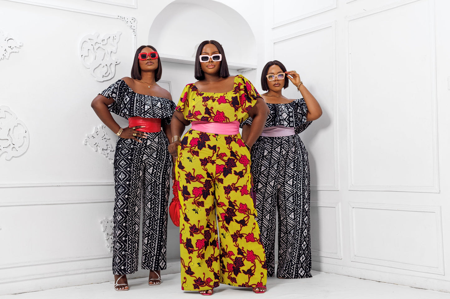 NANA AFRICAN PRINT OFF SHOULDER JUMPSUIT