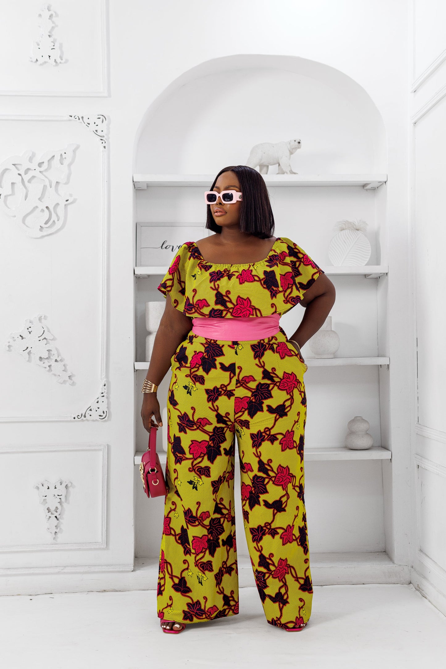 NANA AFRICAN PRINT OFF SHOULDER JUMPSUIT