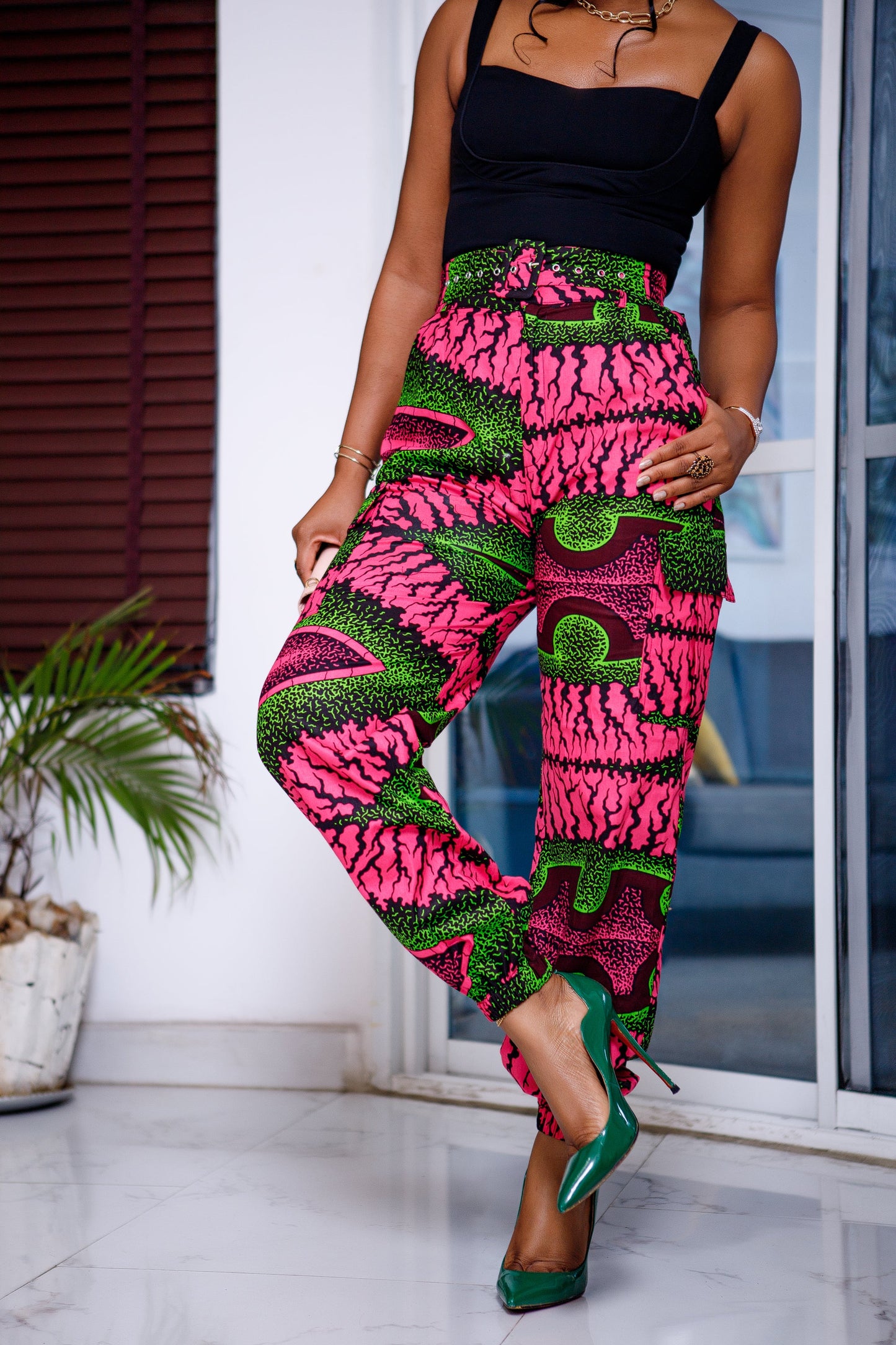 FUNBI AFRICAN PRINT JOGGERS [PINK]