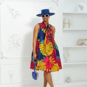 FLORENCE AFRICAN PRINT LOOSE FIT SLEEVELESS DRESS [MULTICOLOR]
