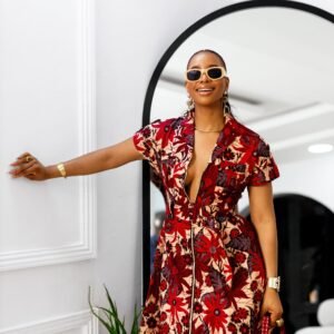 JULIET AFRICAN PRINT MIDI DRESS [RED]