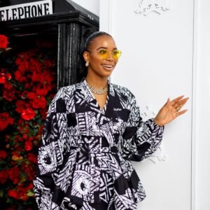 EKO AFRICAN PRINT WRAP PUFF SLEEVE TOP [WHITE]