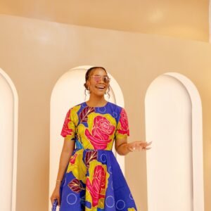 LOLADE AFRICAN PRINT FLORAL DRESS [MULTICOLOR]