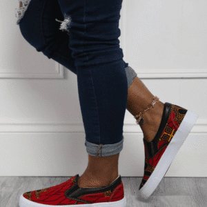 Calabar Red & Black African Print Sneakers