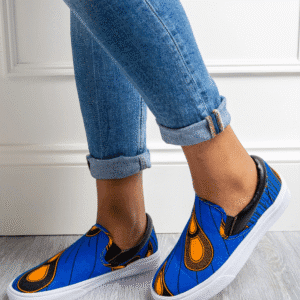 Blue & Orange African Ankara Sneakers