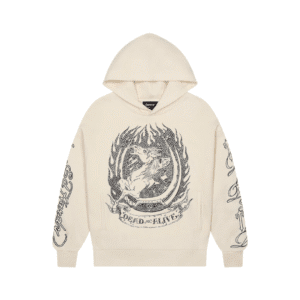 Trapstar x Ed Hardy Dead or Alive Rhinestone Hoodie - Cream