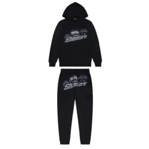 Trapstar London Shooters Black & Sky Blue Hooded Tracksuit