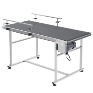 59″ x 23.6″ Motorized Belt Conveyor, Stainless Steel Frame, Adjustable Speed, Anti-Static PVC Belt, DOBA-CB59