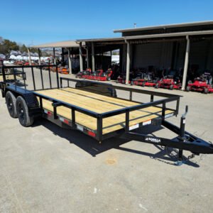 6’4″ x 16 Utility Trailer Double Axle Dovetail With Gate Powder Coated (2) 3500lb Axles