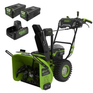 80V 24″ Cordless Battery Two-Stage Snow Blower w/ Two (2) 5.0 Ah Batteries & Dual-Port Rapid Charger