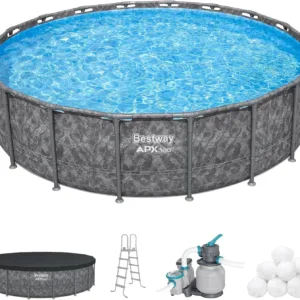 Bestway APX 365 18-Foot x 52-Inch Round Above Ground Swimming Pool Set with Pump & Ladder