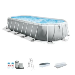 Prism Frame 20ft x 10ft x 48in Oval Above Ground Pool Set – Durable Steel Frame Pool