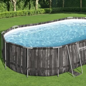 Bestway Power Steel 20′ x 12′ x 48″ Oval Above Ground Swimming Pool Set – Outdoor Family Pool